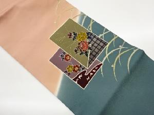 金彩色紙に花々・露芝模様刺繍名古屋帯